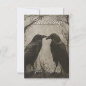 Dark Gothic Black & Tan Raven Script Wedding RSVP Karte (Vorderseite)