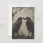 Dark Gothic Black & Tan Raven Script Wedding Save The Date (Vorderseite)