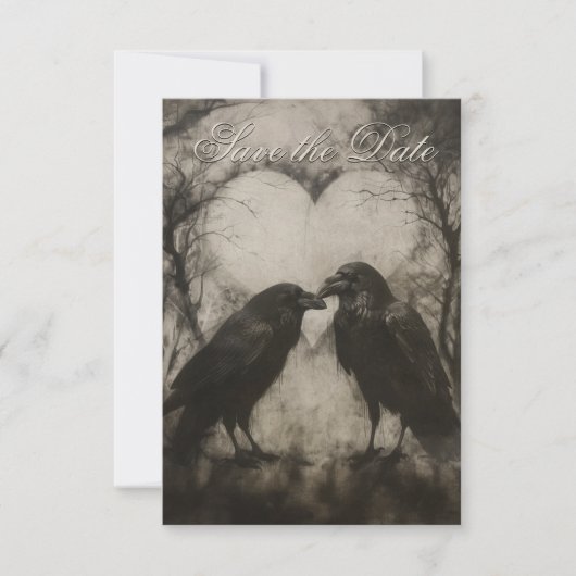 Dark Gothic Black & Tan Raven Script Wedding Save The Date (Vorderseite)