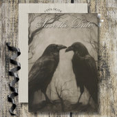 Dark Gothic Black & Tan Raven Script Wedding Save The Date