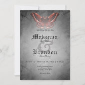 Dark Gothic Black Watercolor Red Moth Wedding Einladung (Vorderseite)