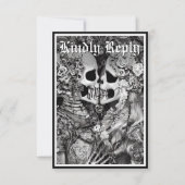 Dark Gothic Black & White Skeleton Couple Dinner RSVP Karte (Vorderseite)