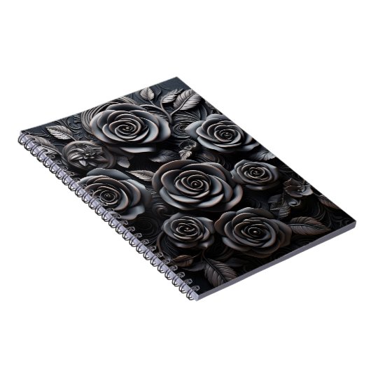 Dark Gothic Boho Black Roses Floral Notizblock (Rechte Seite)