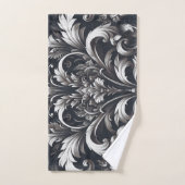 Dark Gothic Bold Ornamental Floral Pattern Badhandtuch Set (Handtuch)