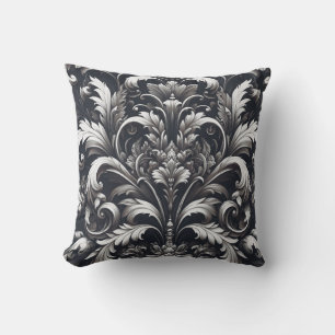 Dark Gothic Bold Ornamental Floral Pattern Kissen