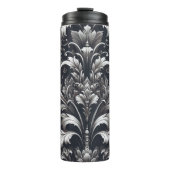 Dark Gothic Bold Ornamental Floral Pattern Thermosbecher (Vorderseite)