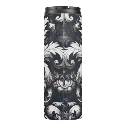 Dark Gothic Bold Ornamental Floral Pattern Thermosbecher (Rückseite)