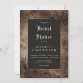 Dark Gothic Brown & Black Spider Web-Brautparty Einladung (Vorderseite)