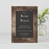 Dark Gothic Brown & Black Spider Web Bridal Brunch Einladung (Stehend Vorderseite)