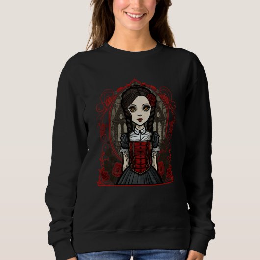 Dark Gothic Chibi Style Doll Dressed In Red Sweatshirt (Vorderseite)
