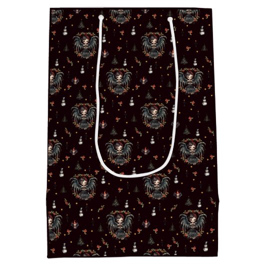 Dark Gothic Christmas Angel Mittlere Geschenktüte (Rückseite)