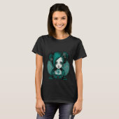Dark Gothic Doll Chibi Style Rose Türkis Tone T-Shirt (Vorne ganz)