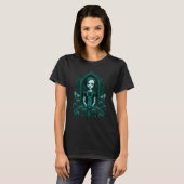 Dark Gothic Doll Chibi Style Roses Turquoise Tone T-Shirt (Vorne ganz)