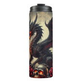 Dark Gothic Dragon mit fiery Wings Thermosbecher (Vorderseite)