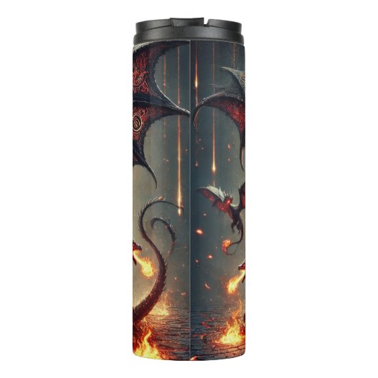 Dark Gothic Dragon mit fiery Wings Thermosbecher (Rückseite)