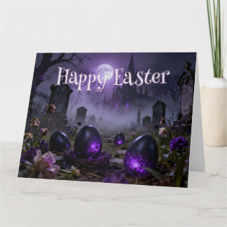 Dark Gothic Easter Scene with Glowing Eggs Karte