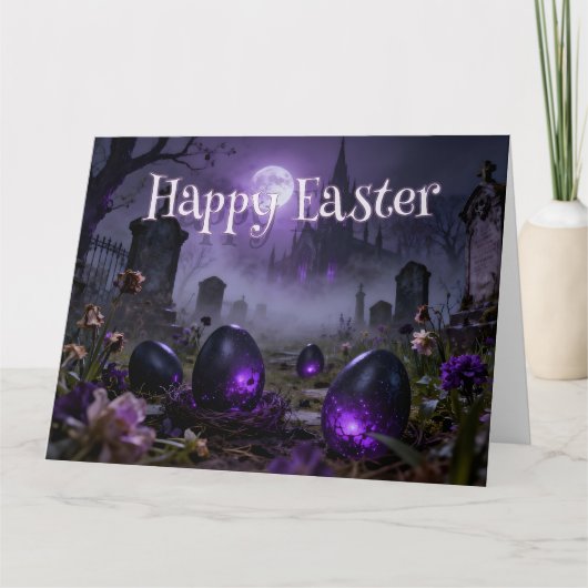 Dark Gothic Easter Scene with Glowing Eggs Karte (Vorderseite)