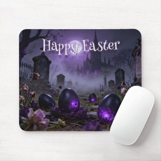 Dark Gothic Easter Scene with Glowing Eggs Mousepad (Mit Mouse)