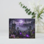 Dark Gothic Easter Scene with Glowing Eggs Postkarte (Stehend Vorderseite)