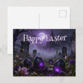 Dark Gothic Easter Scene with Glowing Eggs Postkarte (Vorne/Hinten)