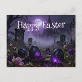Dark Gothic Easter Scene with Glowing Eggs Postkarte