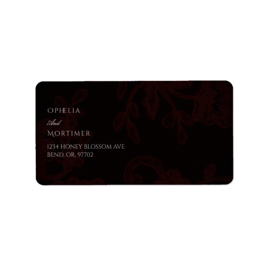Dark Gothic Floral Black Wedding Address Label Adressaufkleber (Vorne)