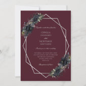 Dark Gothic Floral Burgundy Geometric Wedding Einladung (Vorderseite)
