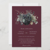 Dark Gothic Floral Burgundy Vintage Wedding Einladung (Vorderseite)