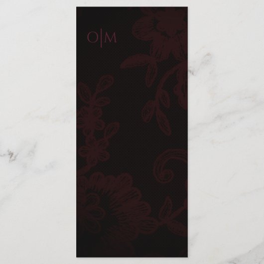 Dark Gothic Floral Burgundy Wedding Flat Menu Menükarte (Rückseite)
