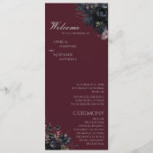 Dark Gothic Floral Burgundy Wedding Programm (Vorderseite)