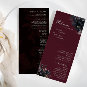 Dark Gothic Floral Burgundy Wedding Programm