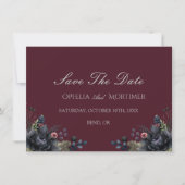 Dark Gothic Floral Burgundy Wedding Save The Date (Vorderseite)
