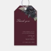 Dark Gothic Floral Burgundy Wedding Vielen Dank Geschenkanhänger (Vorderseite)
