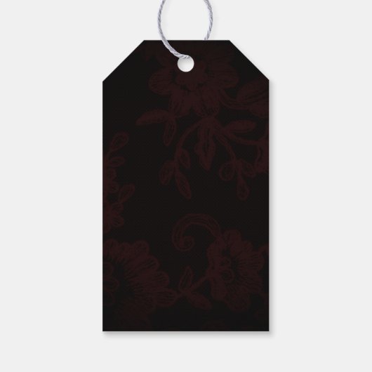 Dark Gothic Floral Burgundy Wedding Vielen Dank Geschenkanhänger (Rückseite)