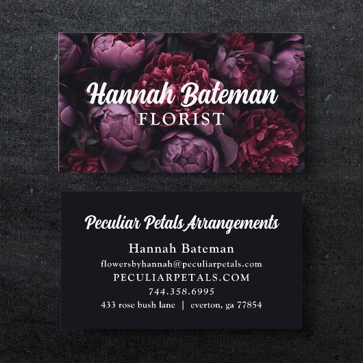 Dark Gothic floral Florist Visitenkarte