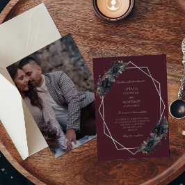 Dark Gothic Floral Formal Foto Hochzeit Einladung