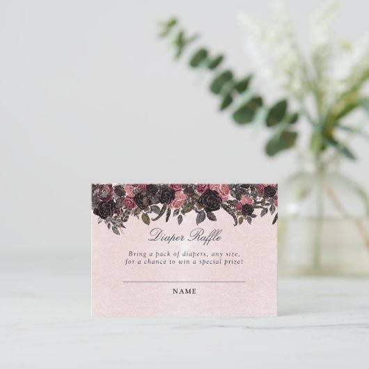 Dark Gothic Floral Halloween Diaper Raffle Ticket Begleitkarte (Stehend Vorderseite)