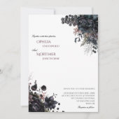 Dark Gothic Floral White Wedding Einladung (Vorderseite)