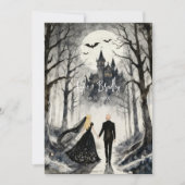Dark Gothic Forest Wedding Couple Haunted Castle Einladung (Vorderseite)