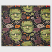 Dark Gothic Frankenstein Ästhetik zu Halloween Geschenkpapier (Flach)