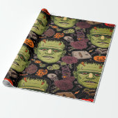 Dark Gothic Frankenstein Ästhetik zu Halloween Geschenkpapier (Ungerollt)
