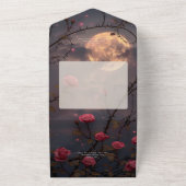 Dark Gothic Full Moon & Blood Rote Rosen QR Code All In One Einladung (Außenbereich)