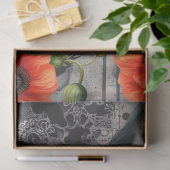 Dark Gothic Girl Raven Red Poppies Abstrakte Kunst Seidenpapier (Geschenk)