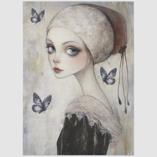 Dark Gothic Grunge Girl Decoupage Seidenpapier (Vorderseite)