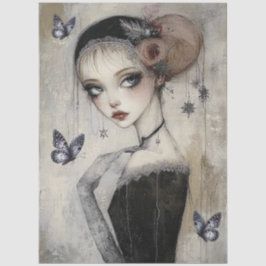 Dark Gothic Grunge Girl Decoupage Seidenpapier
