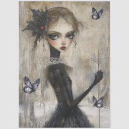 Dark Gothic Grunge Girl Decoupage Seidenpapier