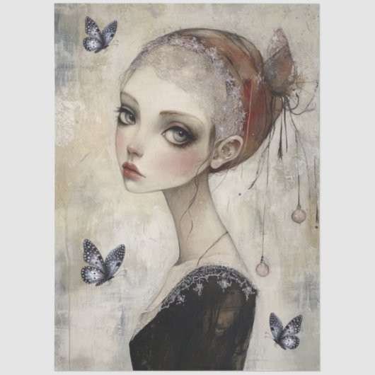 Dark Gothic Grunge Girl Decoupage Seidenpapier (Vorderseite)