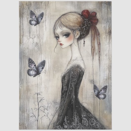 Dark Gothic Grunge Girl Decoupage Seidenpapier (Vorderseite)