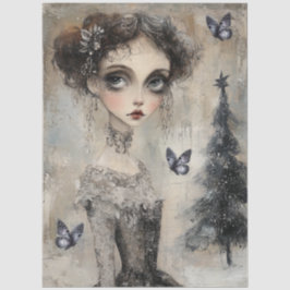 Dark Gothic Grunge Girl Decoupage Seidenpapier