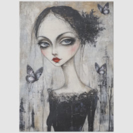 Dark Gothic Grunge Girl Decoupage Seidenpapier